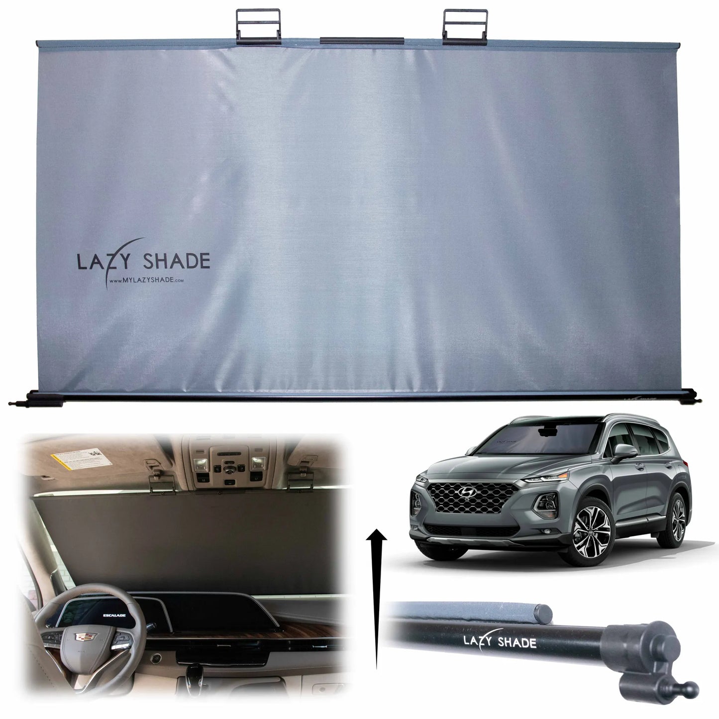 Lazy Shade—Retractable Automotive Windshield Sunshade
