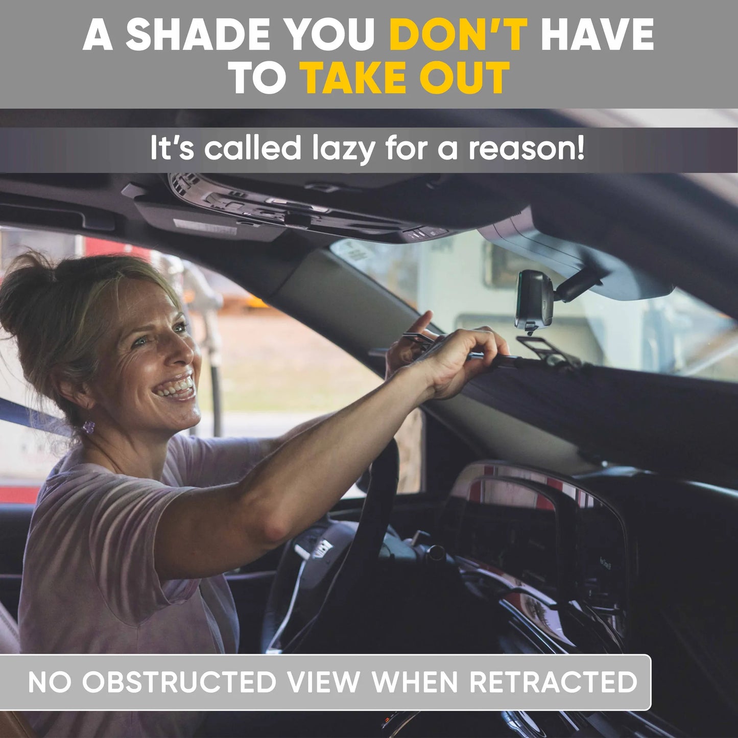 Lazy Shade—Retractable Automotive Windshield Sunshade