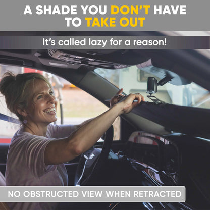 Lazy Shade—Retractable Automotive Windshield Sunshade