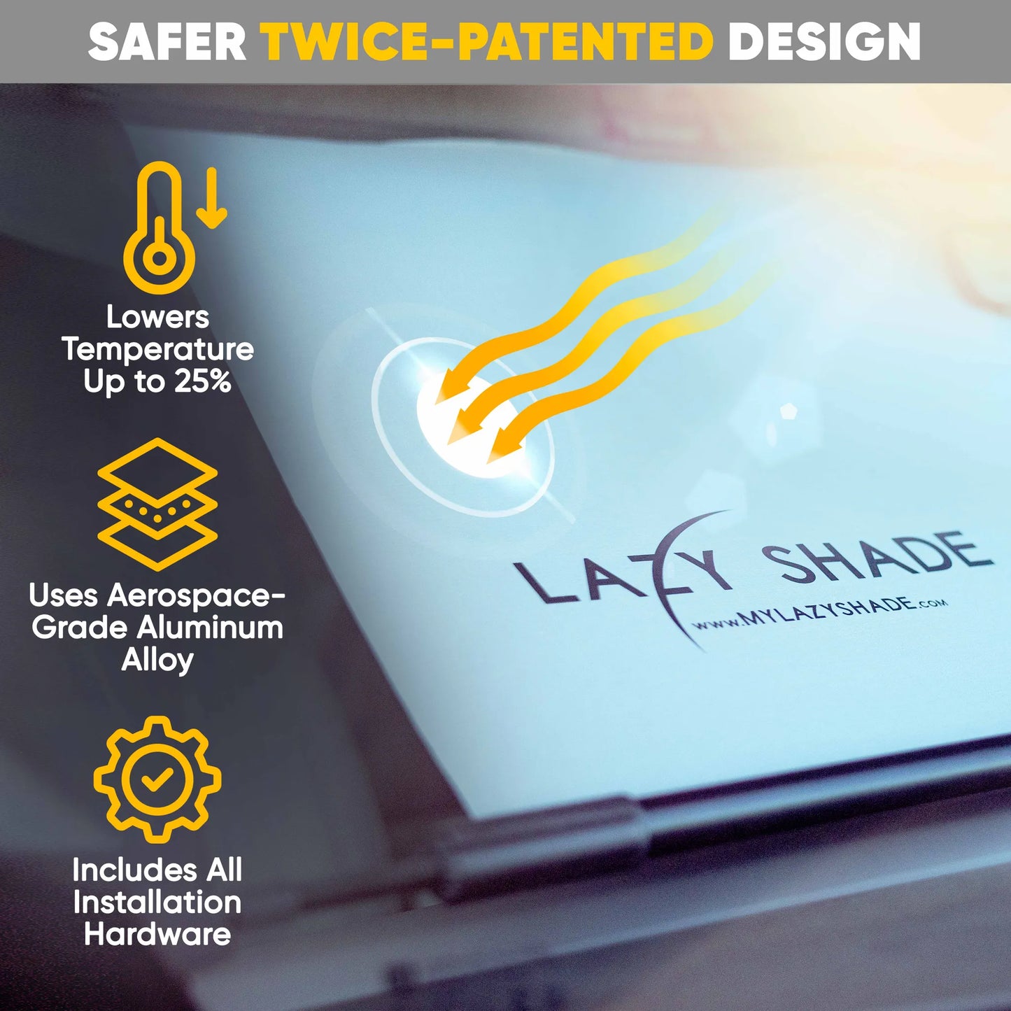 Lazy Shade—Retractable Automotive Windshield Sunshade